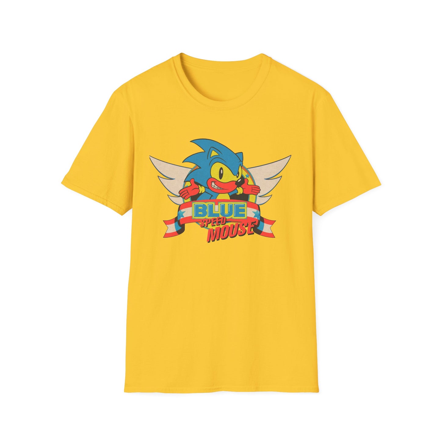 BLUE SPEED MOUSE Bootleg Parody Funny Engrish Unisex Softstyle T-Shirt
