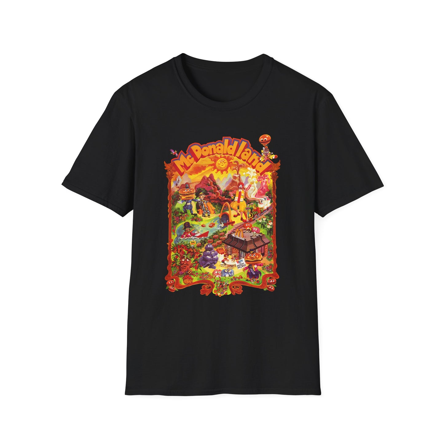 McDonaldland Characters Vintage Cast Map Poster Unisex Softstyle T-Shirt
