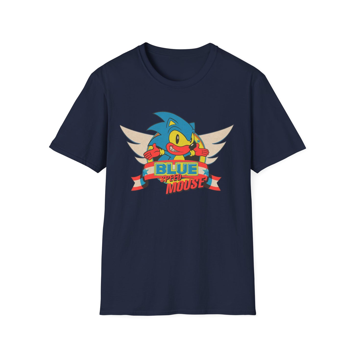 BLUE SPEED MOUSE Bootleg Parody Funny Engrish Unisex Softstyle T-Shirt