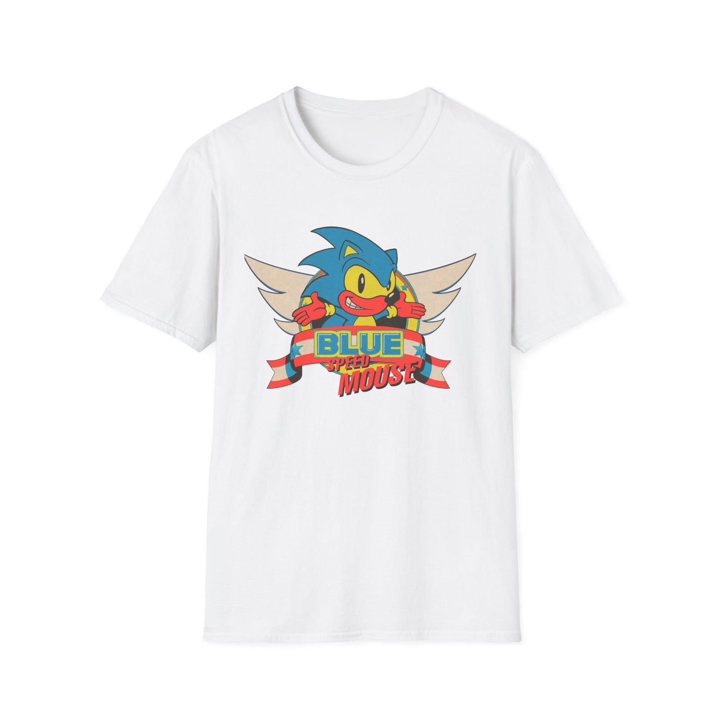 BLUE SPEED MOUSE Bootleg Parody Funny Engrish Unisex Softstyle T-Shirt