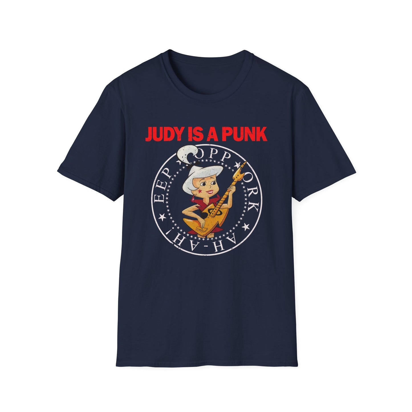 JUDY IS A PUNK Rock Cartoon Parody Distressed Unisex Softstyle T-Shirt