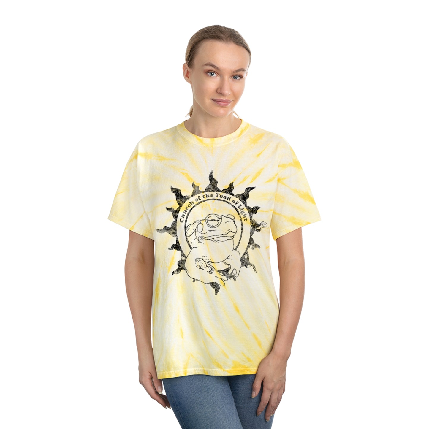 Church of the Toad of Light Bufo Alvarius Distressed Psychedelic Tie-Dye Cyclone Meme Tee