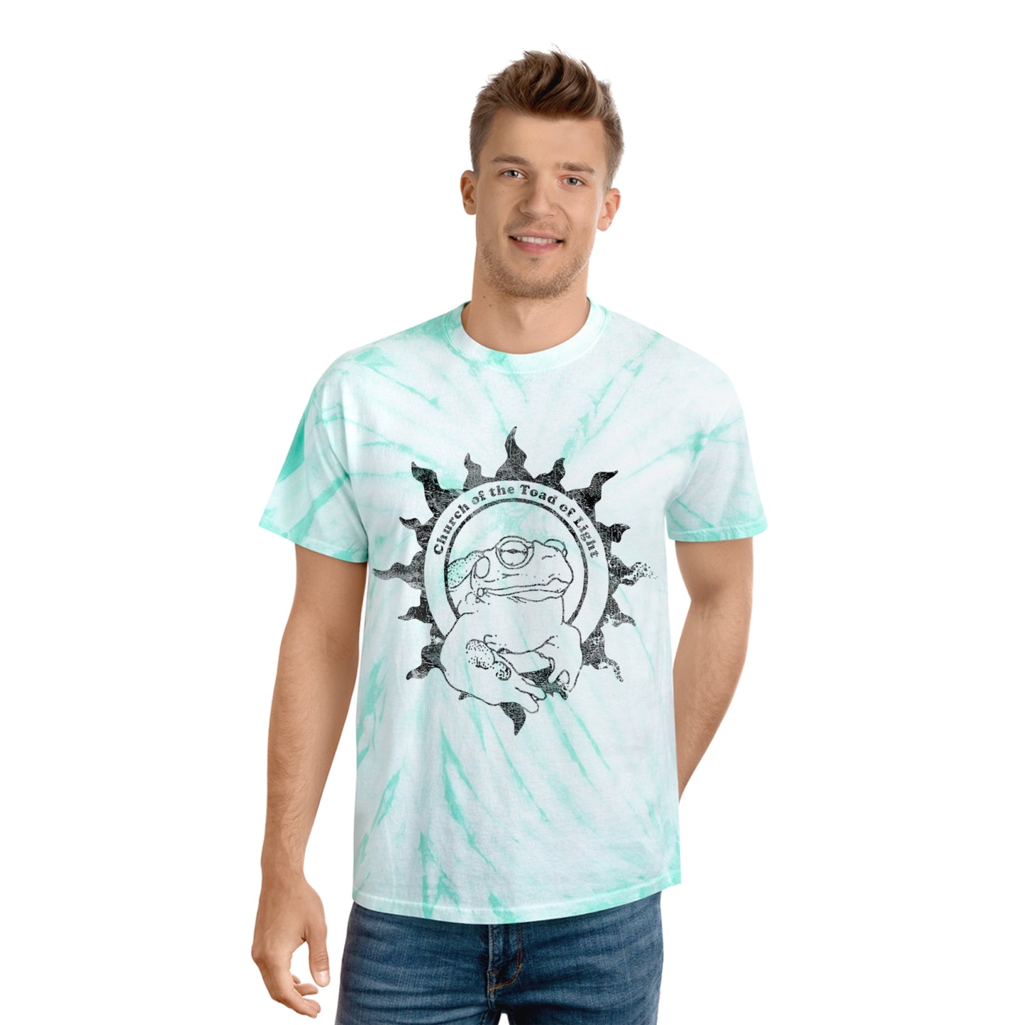 Church of the Toad of Light Bufo Alvarius Distressed Psychedelic Tie-Dye Cyclone Meme Tee