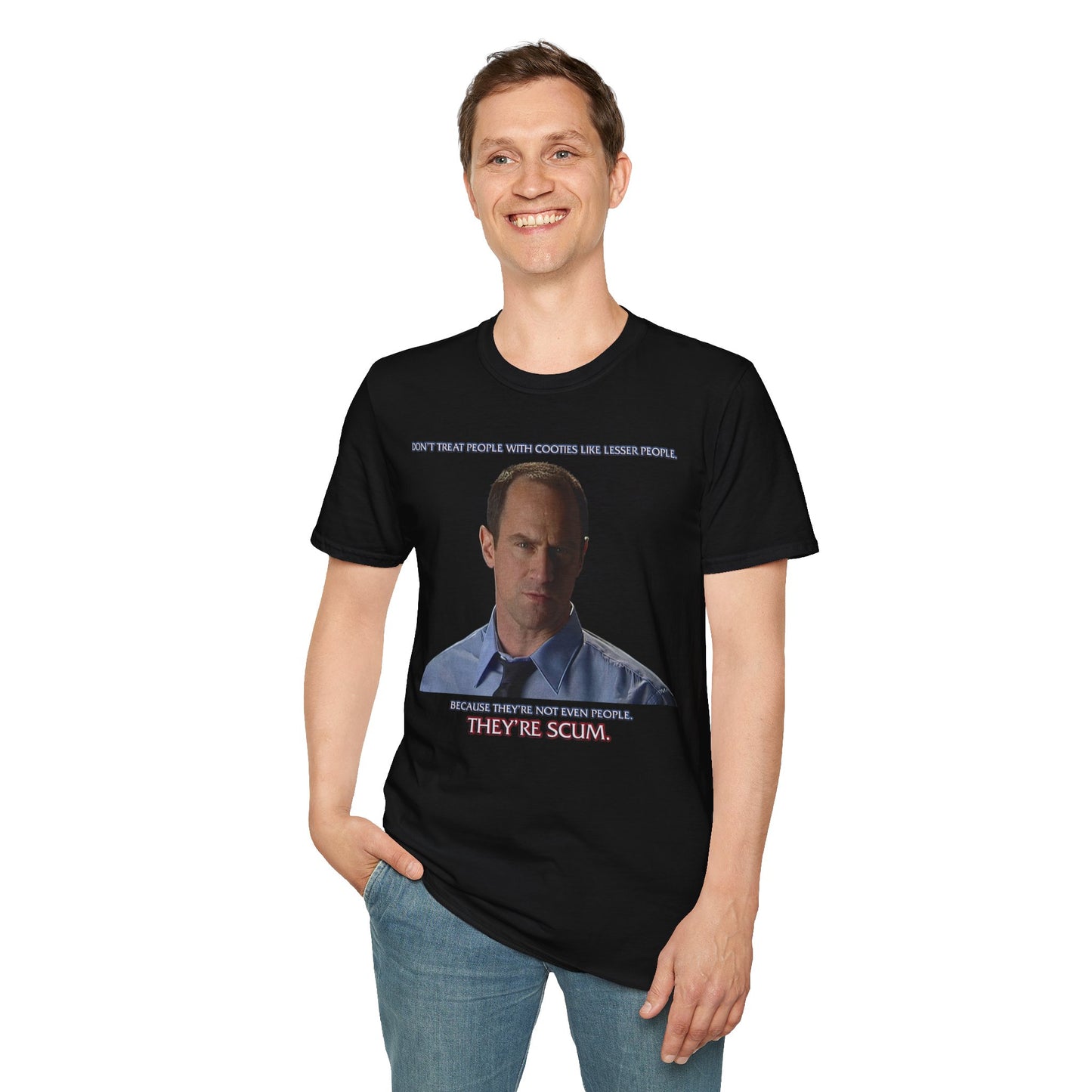 Christopher Meloni Detective Stabler-Inspired Wonder Showzen Cooties PSA Parody Unisex Softstyle T-Shirt