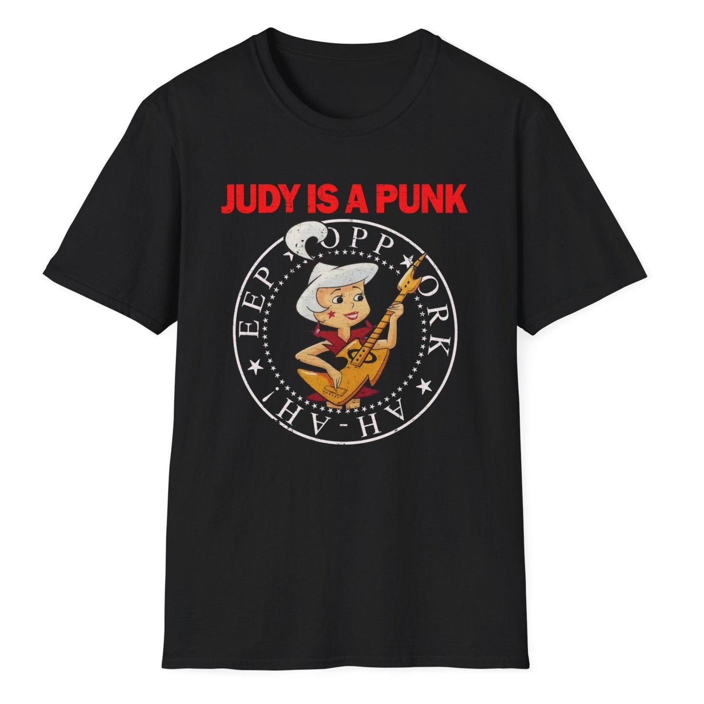JUDY IS A PUNK Rock Cartoon Parody Distressed Unisex Softstyle T-Shirt