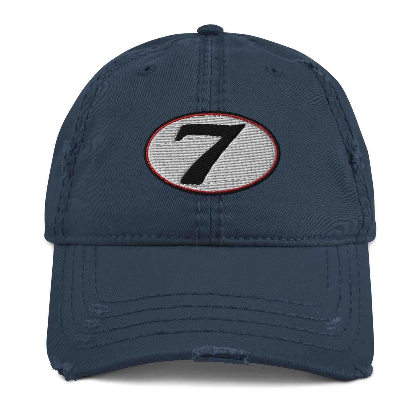 v7 Moto Racer (White) Rear Fairing Number Plate Distressed Baseball Cap
