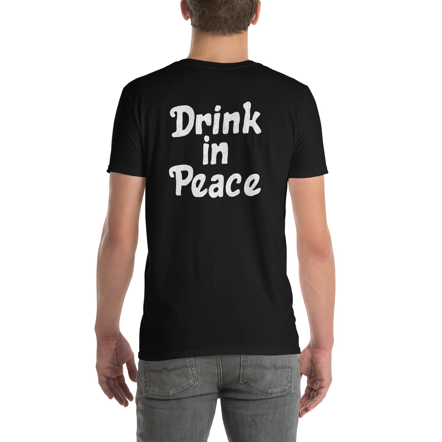 BD Vodka "Drink in Peace" Top Hat Skull | As Worn By Slash | (Front and Back Print) Distressed Softstyle Unisex T-Shirt