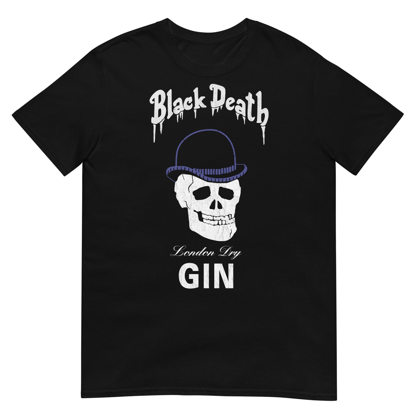 BD London Dry Gin Bowler Skull | Distressed Softstyle Unisex T-Shirt