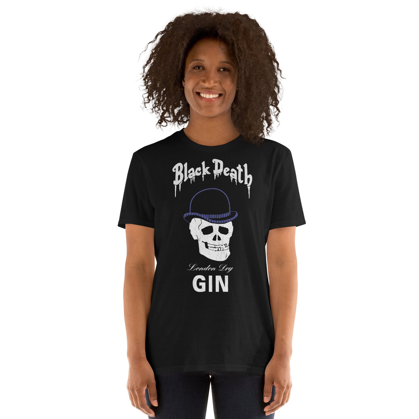 BD London Dry Gin Bowler Skull | Distressed Softstyle Unisex T-Shirt