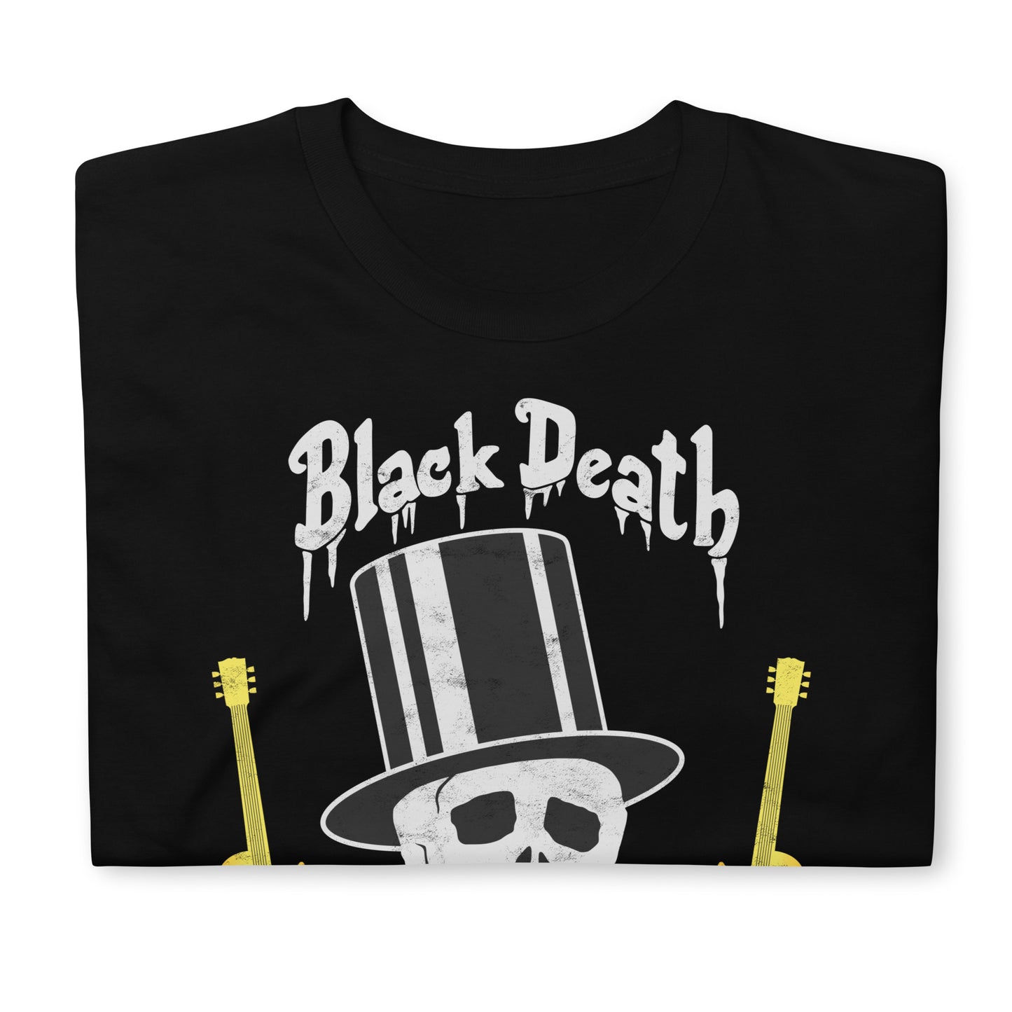BD Beer Dual Guitars Top Hat Skull | Drink in Peace Distressed Softstyle Unisex T-Shirt