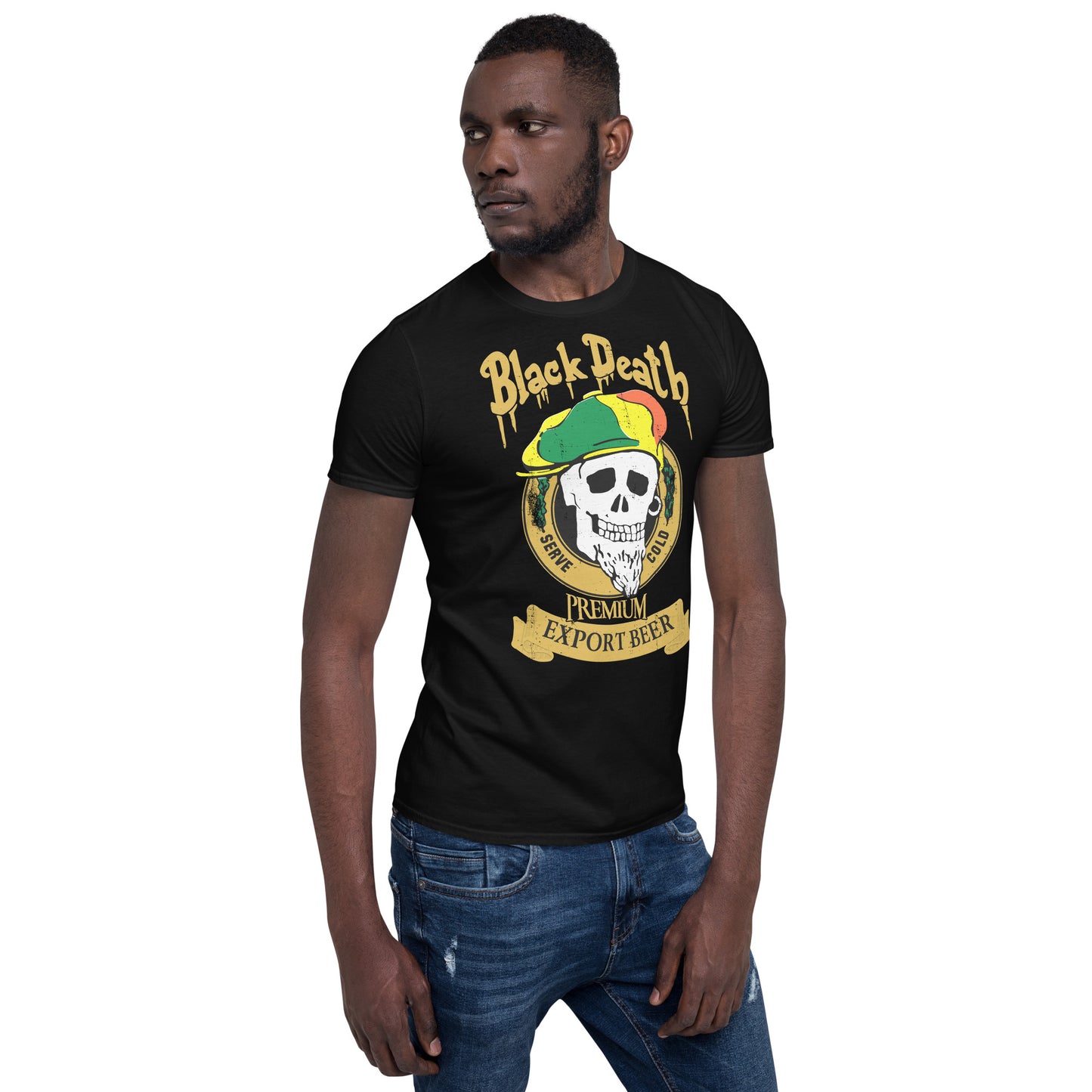 BD Premium Export Beer Rasta Skull Distressed Softstyle Unisex T-Shirt