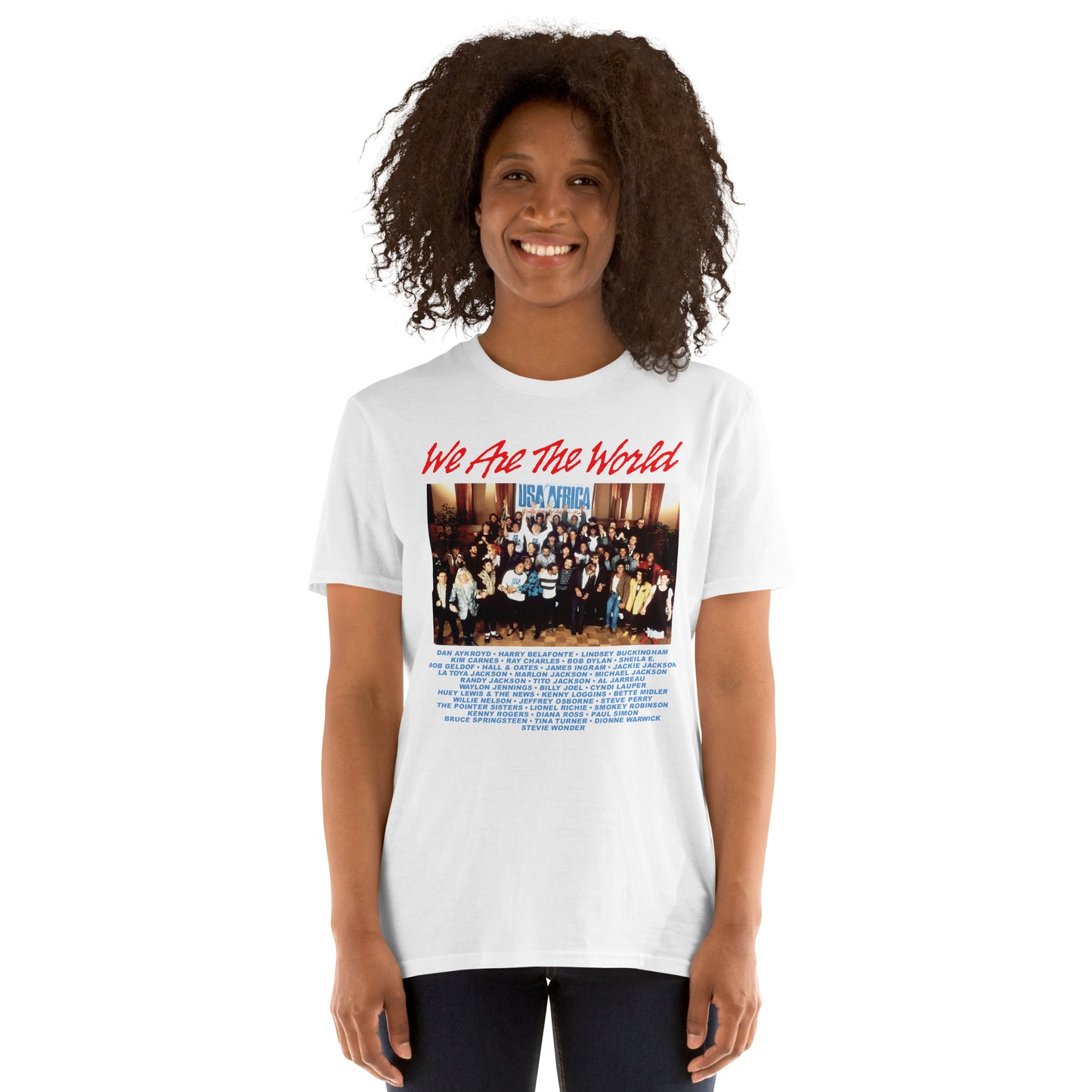 We Are The World 80s Musical Supergroup Softstyle T-Shirt