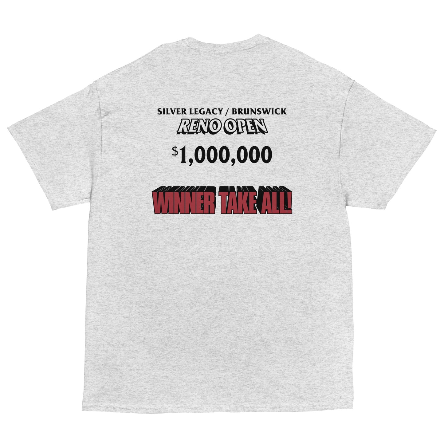 KINGPIN Roy Munson Vs. Big Ern McCracken $1,000,000 Dollar Reno Open Bowling Replica Cosplay | Front & Back Print Classic Tee