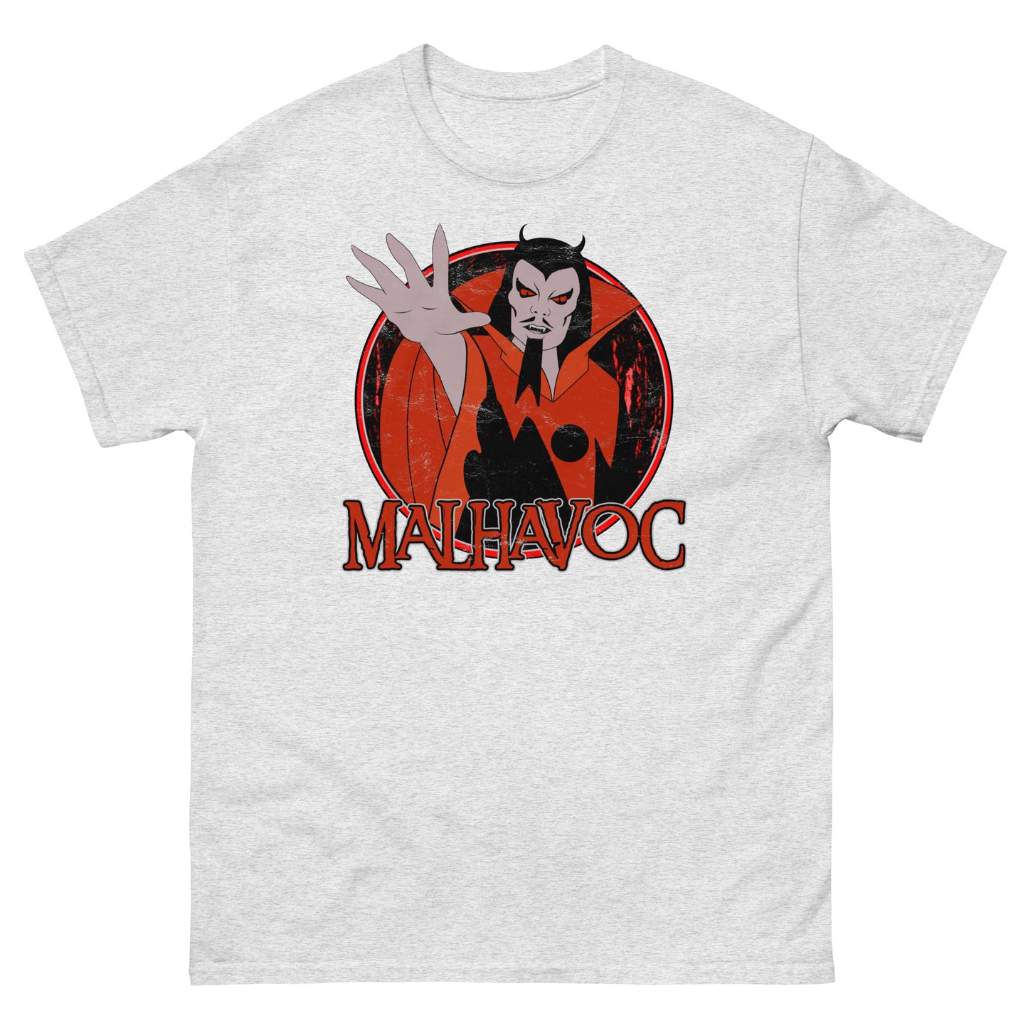 Malhavoc 1980s Saturday Morning Superheroes Cartoon Villain Distressed Retro Fantasy Classic Tee