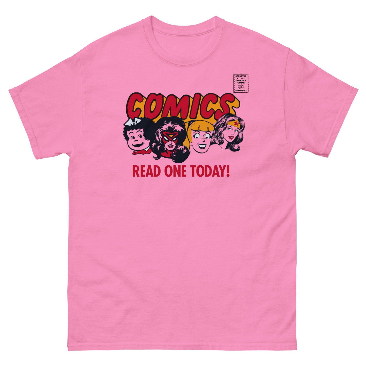Comics Read One Today! (Female Characters) Vintage Spinner Rack Topper Unisex Classic T-Shirt