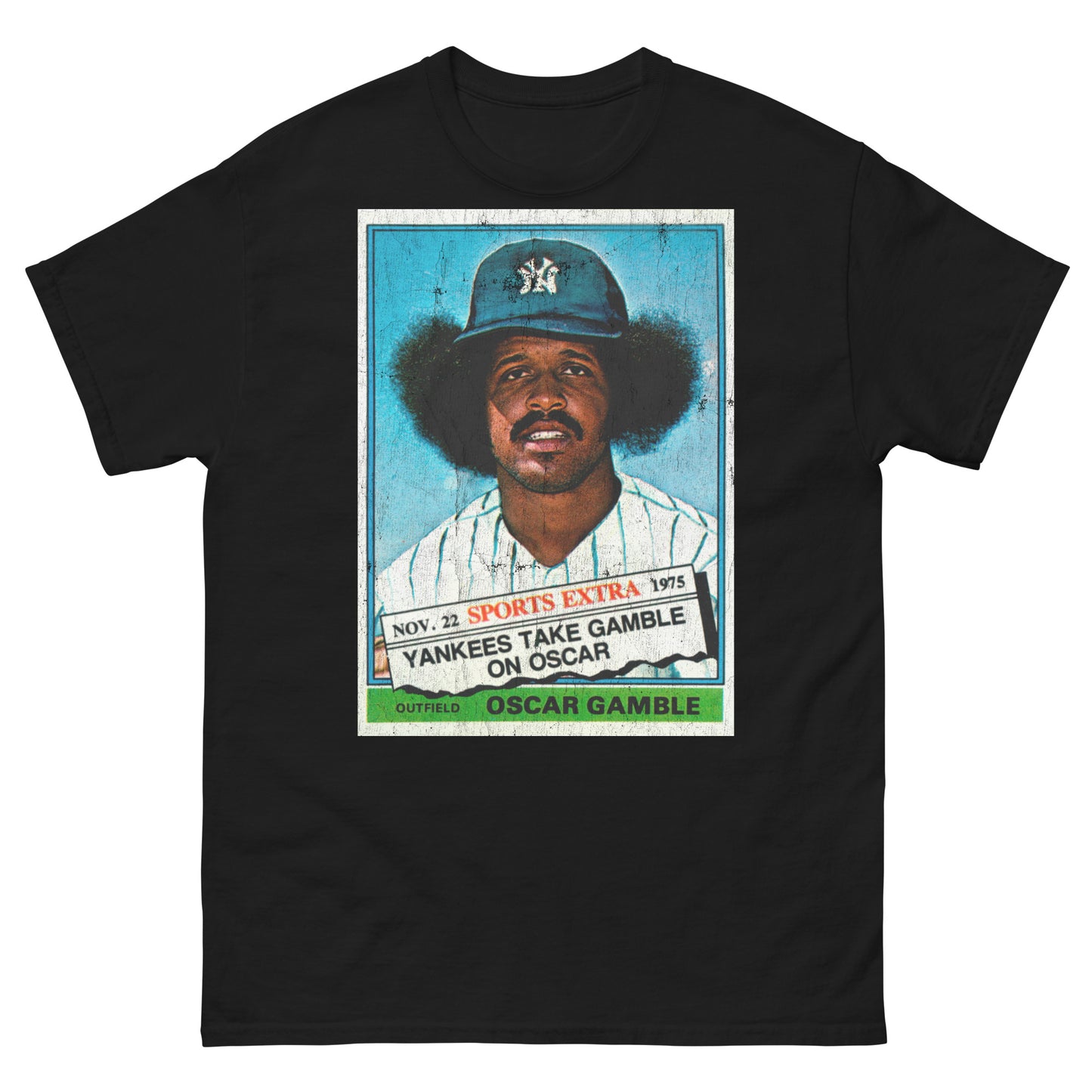 Oscar Gamble Afro 1970s Vintage Trading Card Distressed Unisex Classic Tee