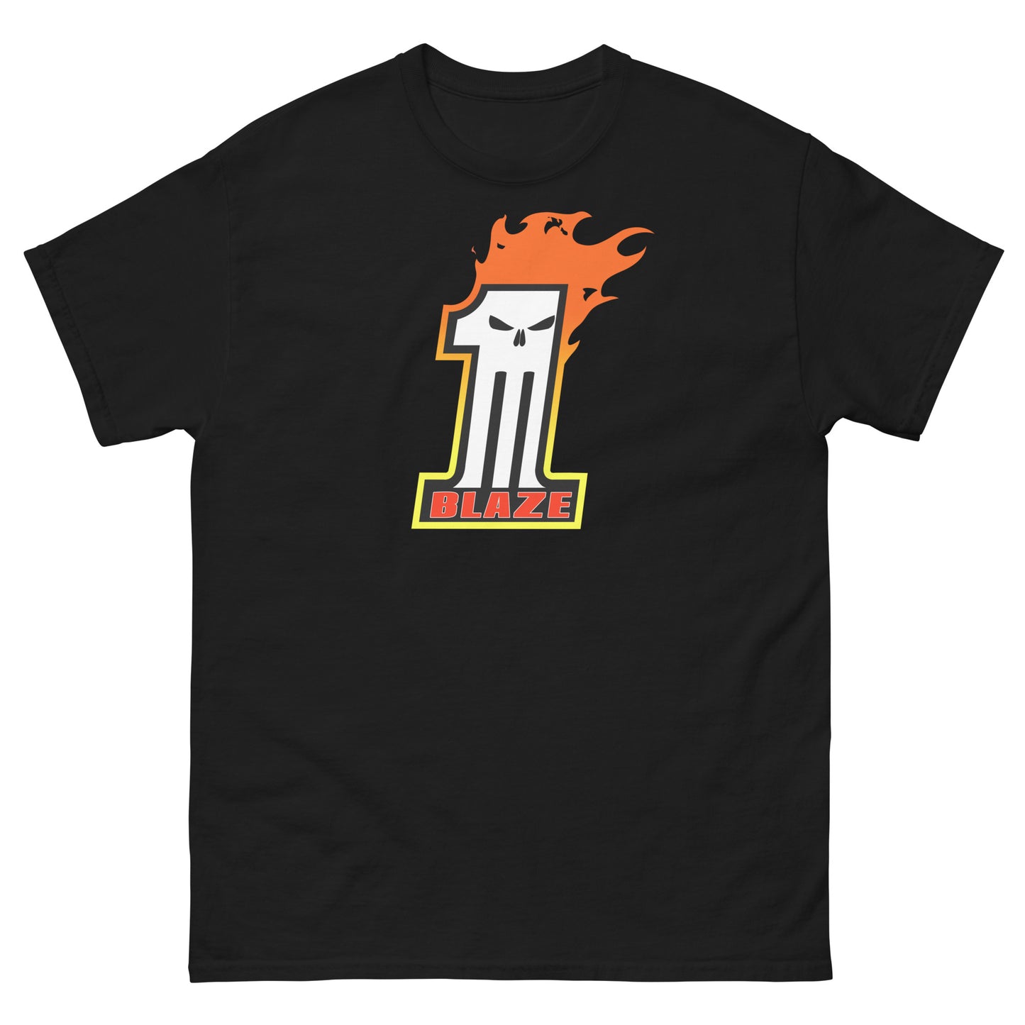Blaze #1 Flaming Skull Racing Tee | Comic Motorcycle Stuntman Unisex Classic Tee
