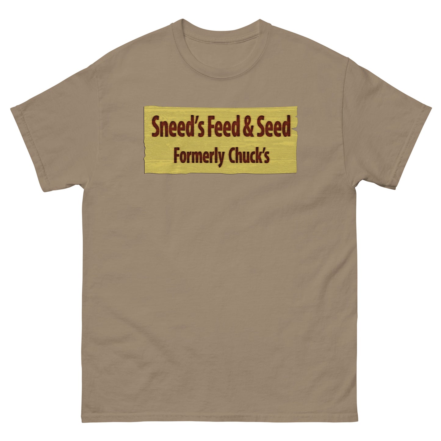 Sneed's Feed & Seed (Formerly Chuck's) Wooden Sign Meme Unisex Classic Tee