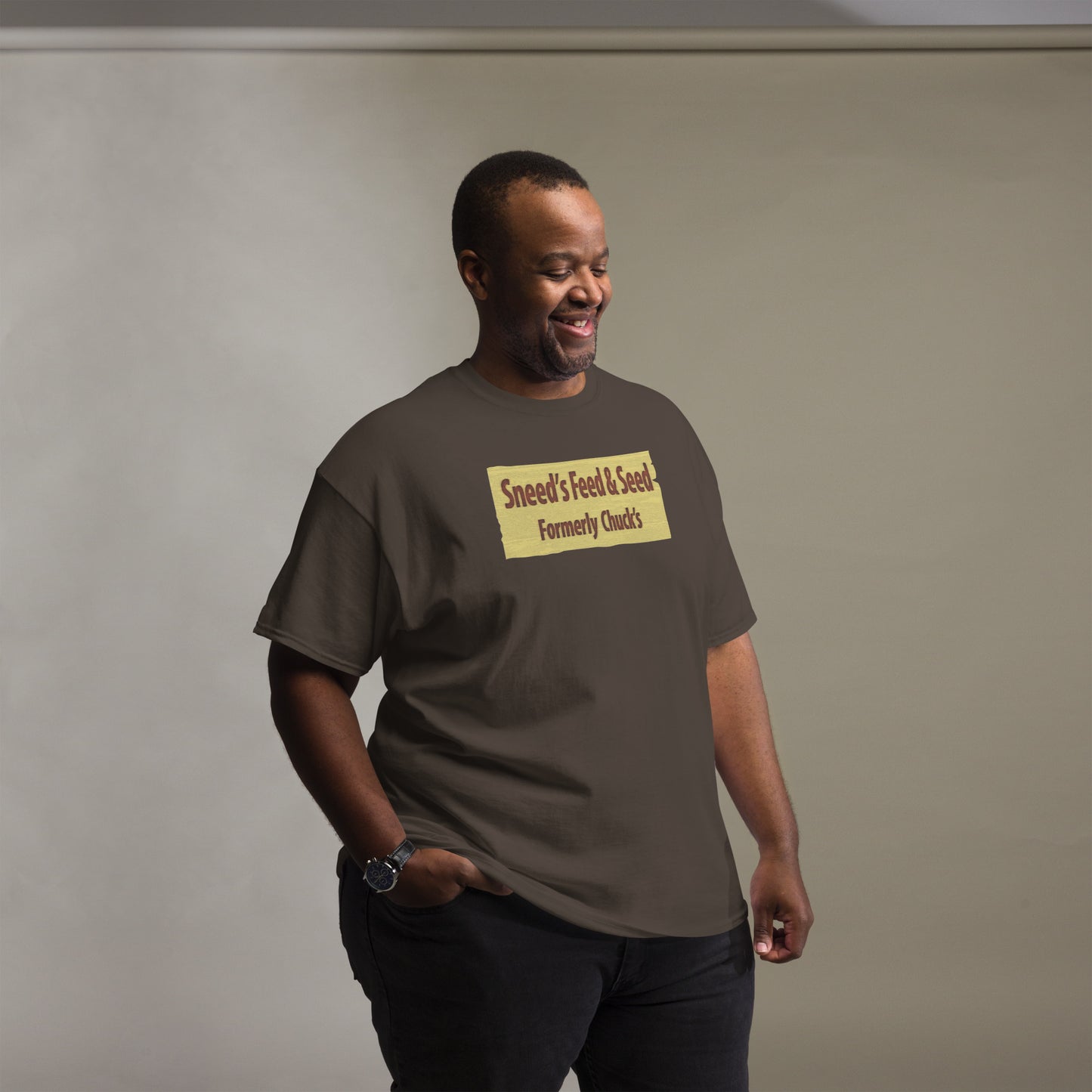 Sneed's Feed & Seed (Formerly Chuck's) Wooden Sign Meme Unisex Classic Tee