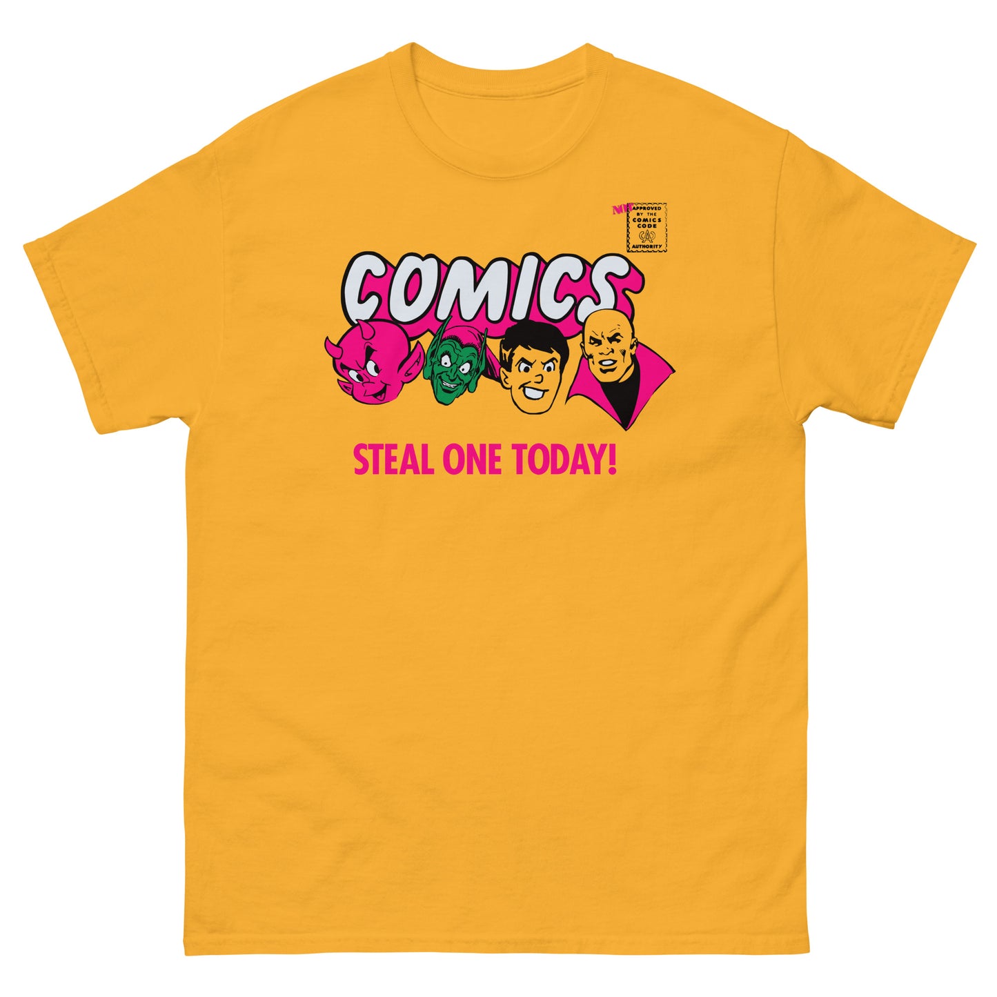 Comics Steal One Today! (Villain Characters) Spinner Rack Topper Parody Classic T-Shirt NOT Approved By The Comics Code