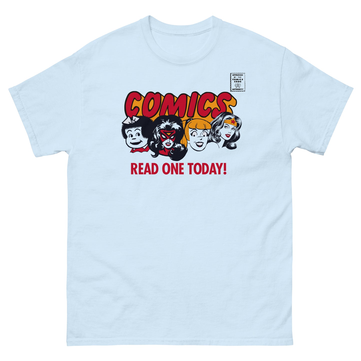Comics Read One Today! (Female Characters) Vintage Spinner Rack Topper Unisex Classic T-Shirt