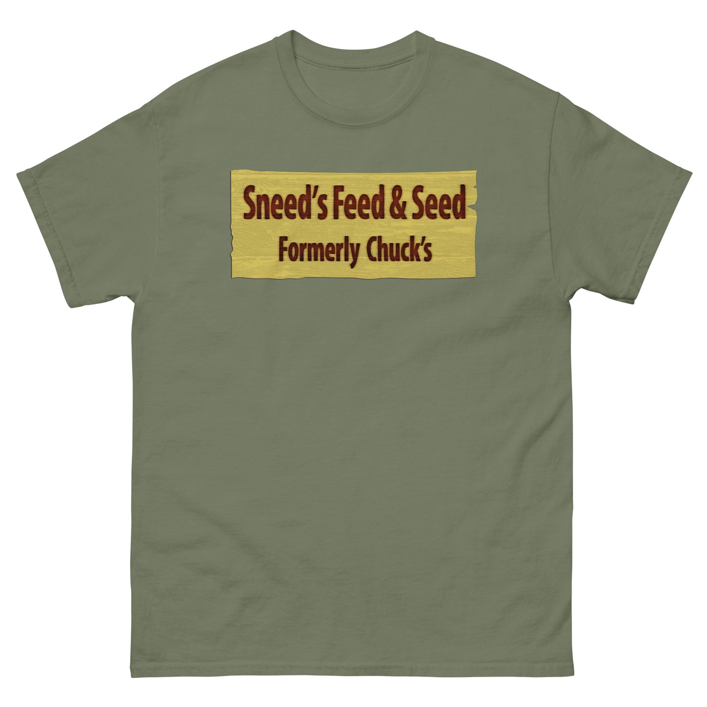 Sneed's Feed & Seed (Formerly Chuck's) Wooden Sign Meme Unisex Classic Tee