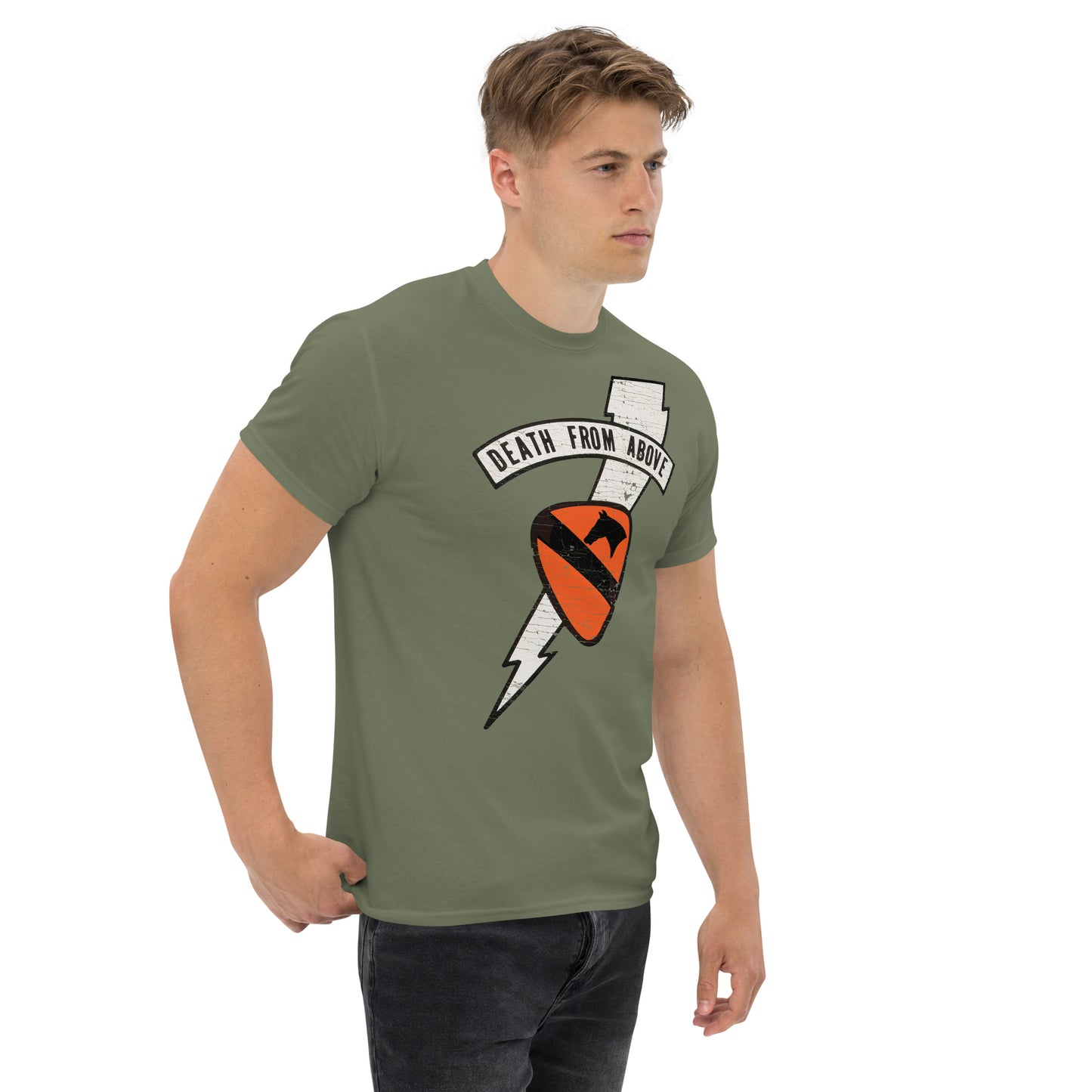 Death From Above Apocalypse Now Air Cavalry Lightning Logo Distressed Unisex Classic Tee