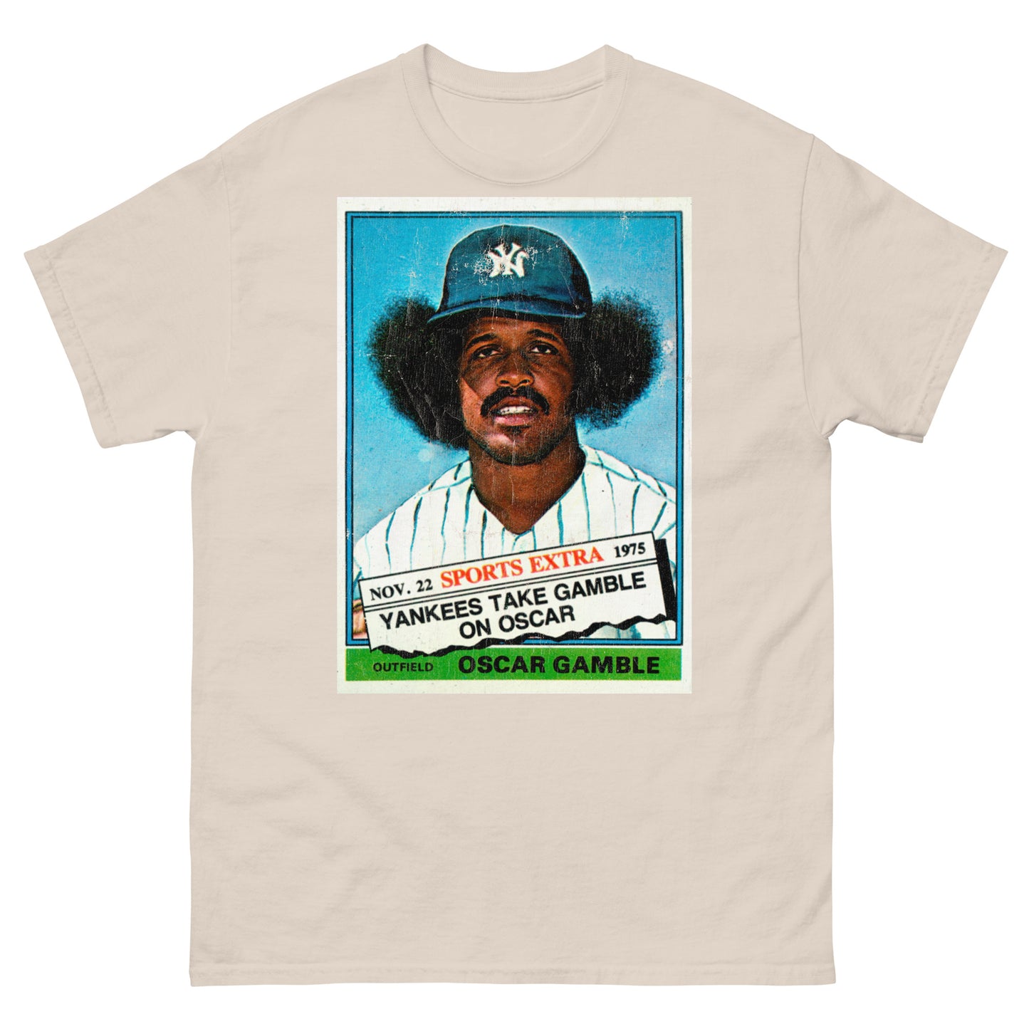 Oscar Gamble Afro 1970s Vintage Trading Card Distressed Unisex Classic Tee