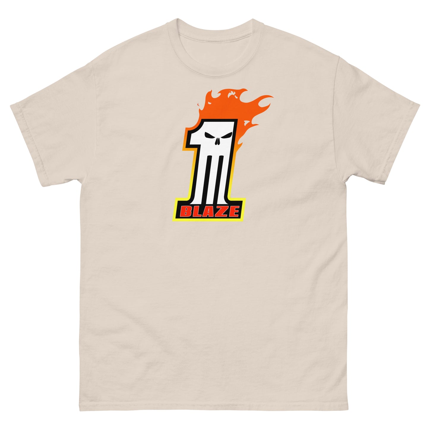 Blaze #1 Flaming Skull Racing Tee | Comic Motorcycle Stuntman Unisex Classic Tee