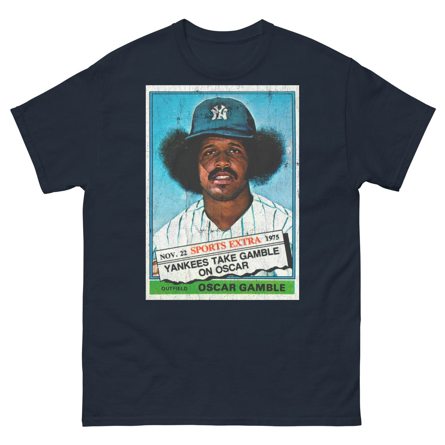Oscar Gamble Afro 1970s Vintage Trading Card Distressed Unisex Classic Tee
