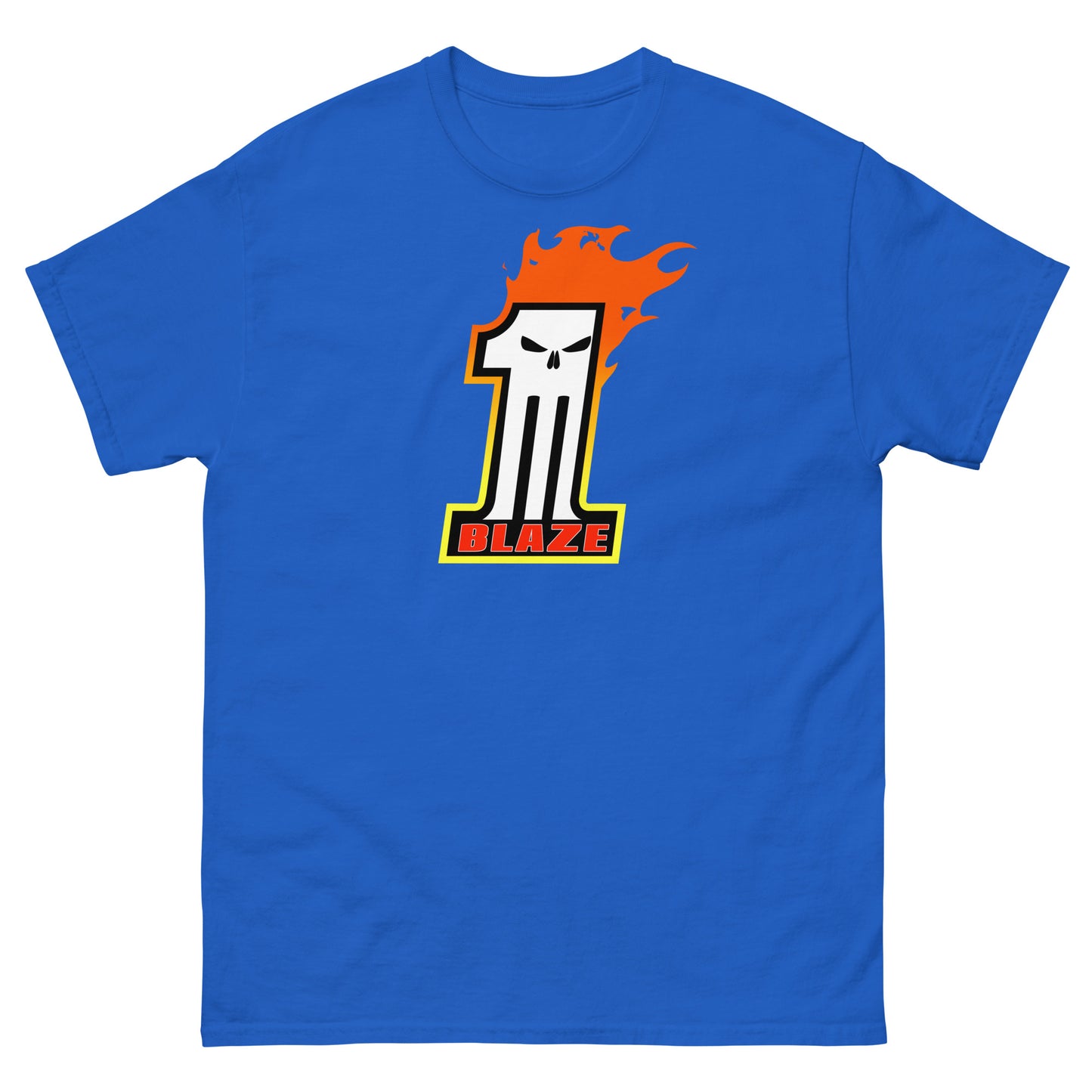Blaze #1 Flaming Skull Racing Tee | Comic Motorcycle Stuntman Unisex Classic Tee