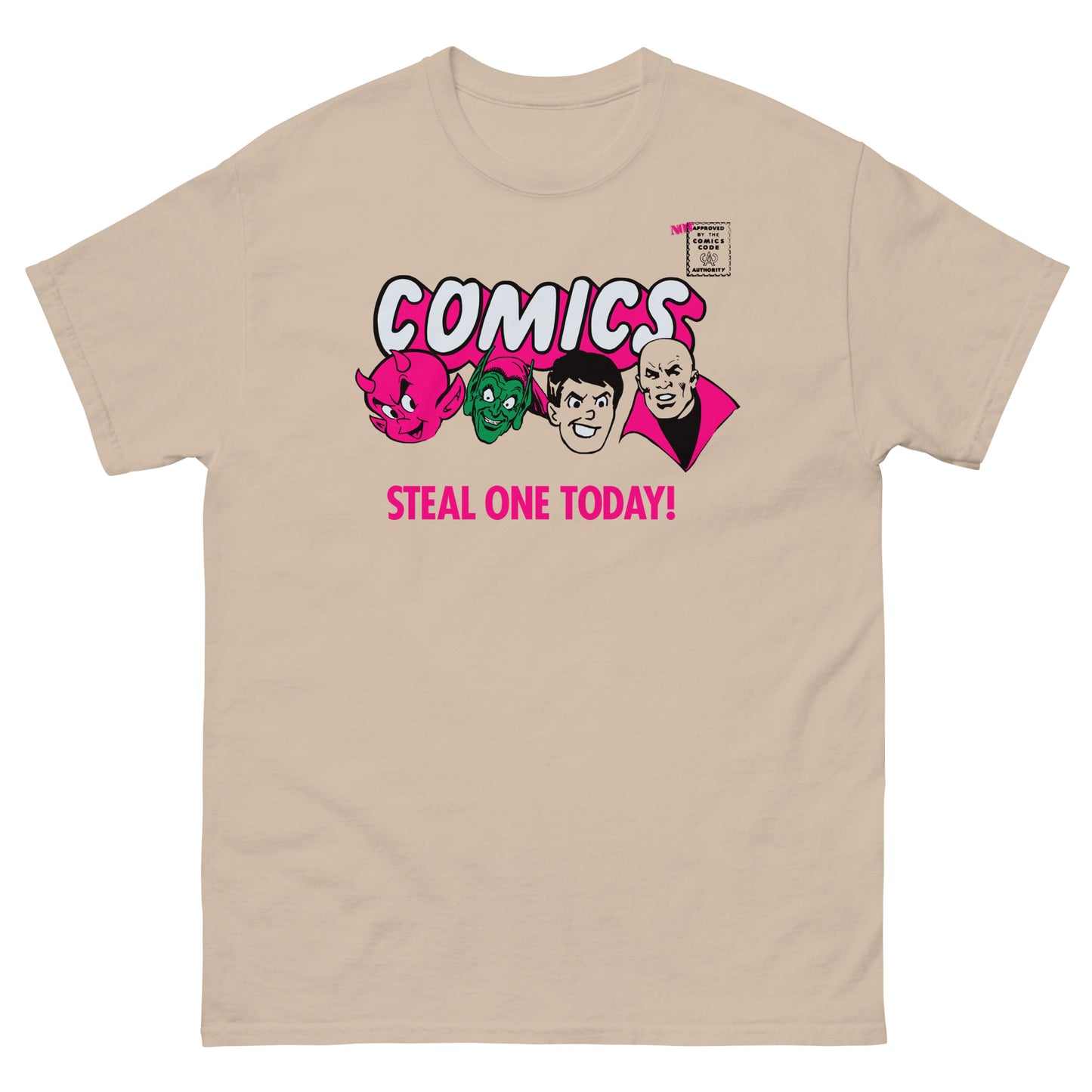Comics Steal One Today! (Villain Characters) Spinner Rack Topper Parody Classic T-Shirt NOT Approved By The Comics Code