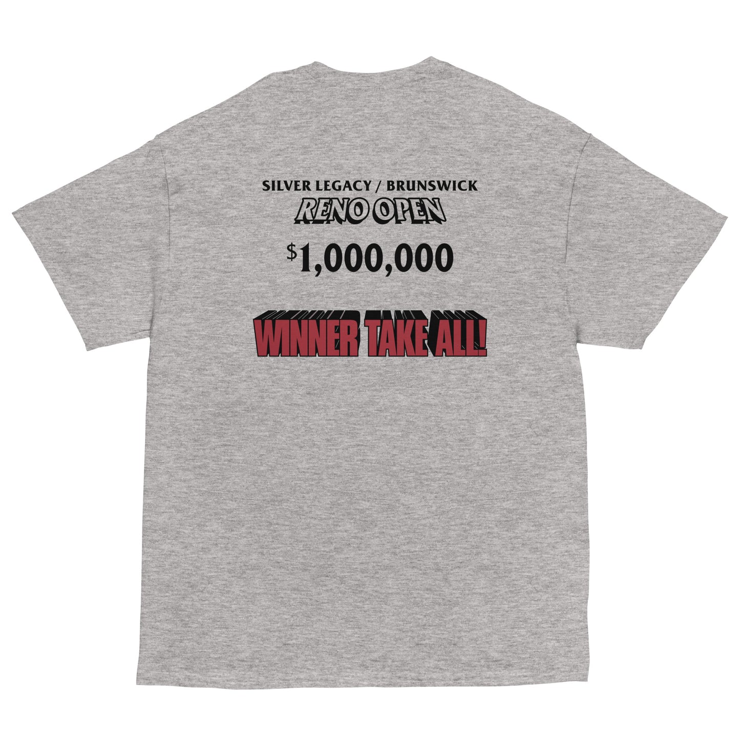 KINGPIN Roy Munson Vs. Big Ern McCracken $1,000,000 Dollar Reno Open Bowling Replica Cosplay | Front & Back Print Classic Tee