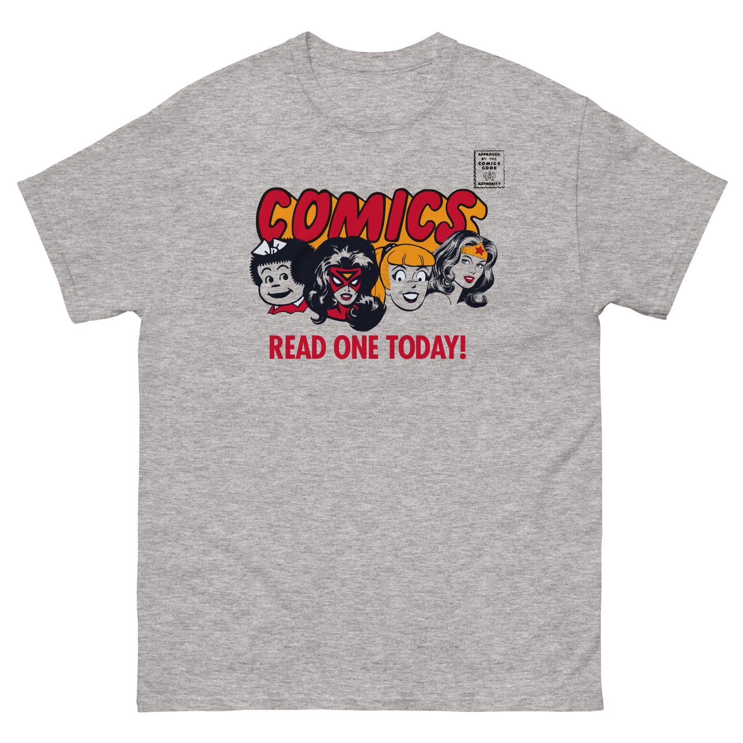 Comics Read One Today! (Female Characters) Vintage Spinner Rack Topper Unisex Classic T-Shirt