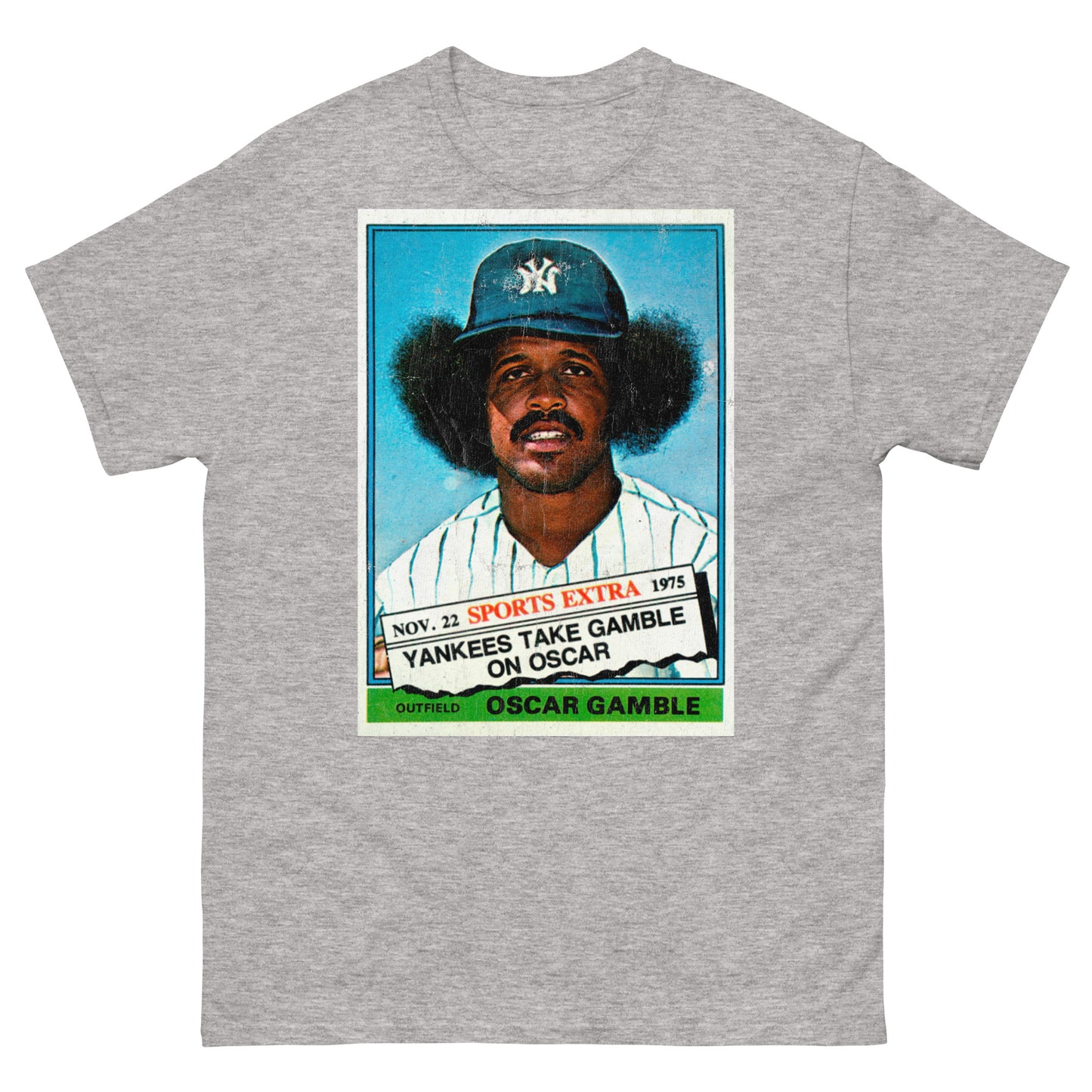 Oscar Gamble Afro 1970s Vintage Trading Card Distressed Unisex Classic Tee
