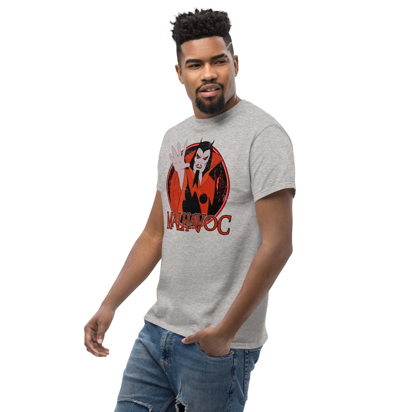Malhavoc 1980s Saturday Morning Superheroes Cartoon Villain Distressed Retro Fantasy Classic Tee