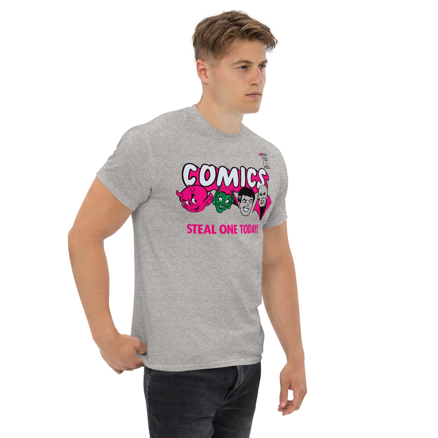 Comics Steal One Today! (Villain Characters) Spinner Rack Topper Parody Classic T-Shirt NOT Approved By The Comics Code