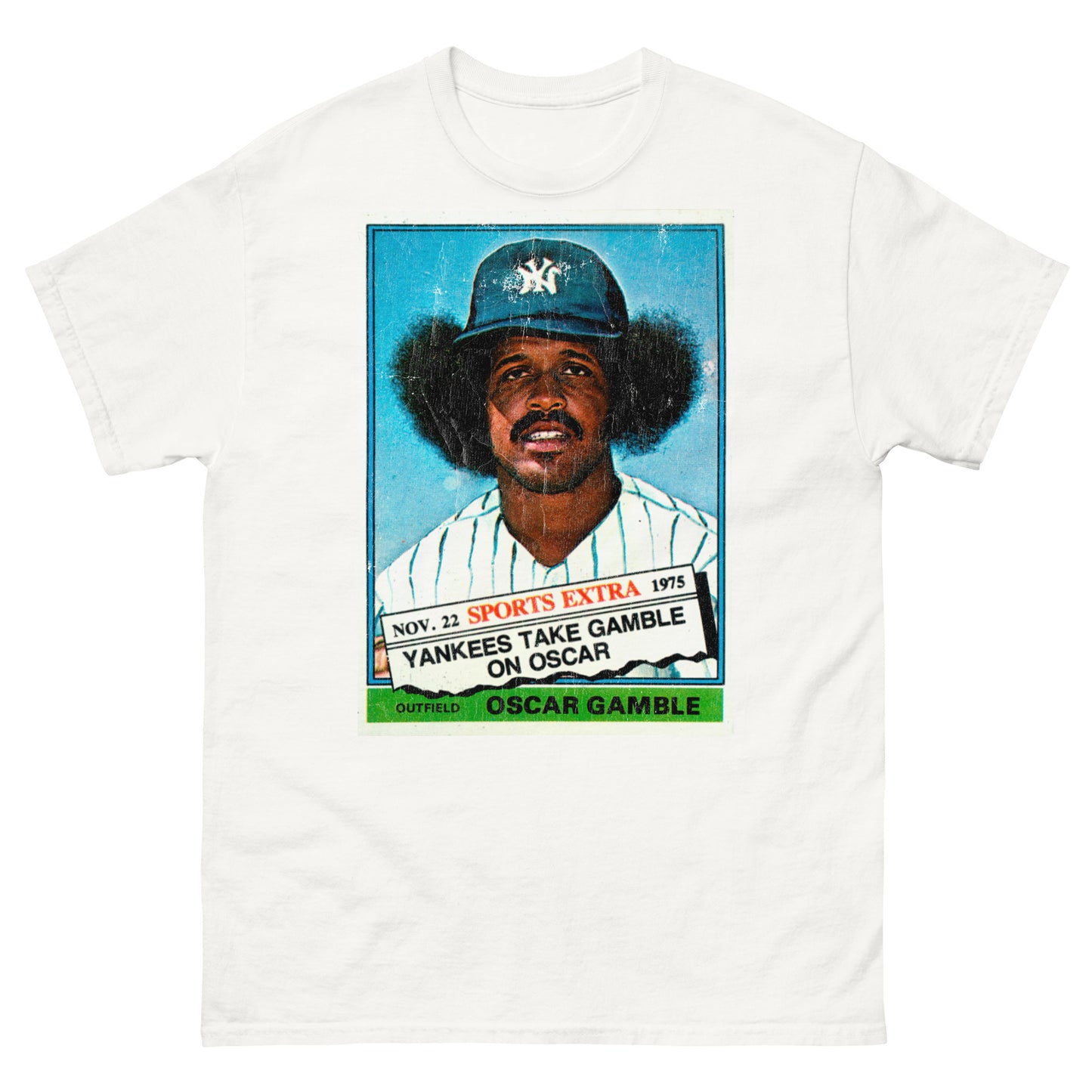 Oscar Gamble Afro 1970s Vintage Trading Card Distressed Unisex Classic Tee