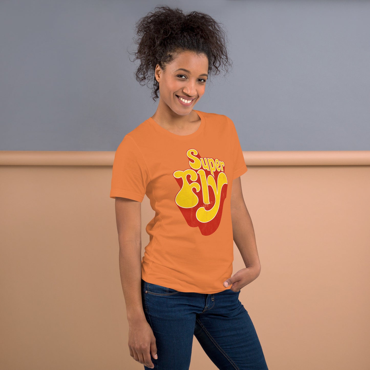 Super Fly (Yellow) 70s Blaxploitation Funk Distressed Softstyle Tee