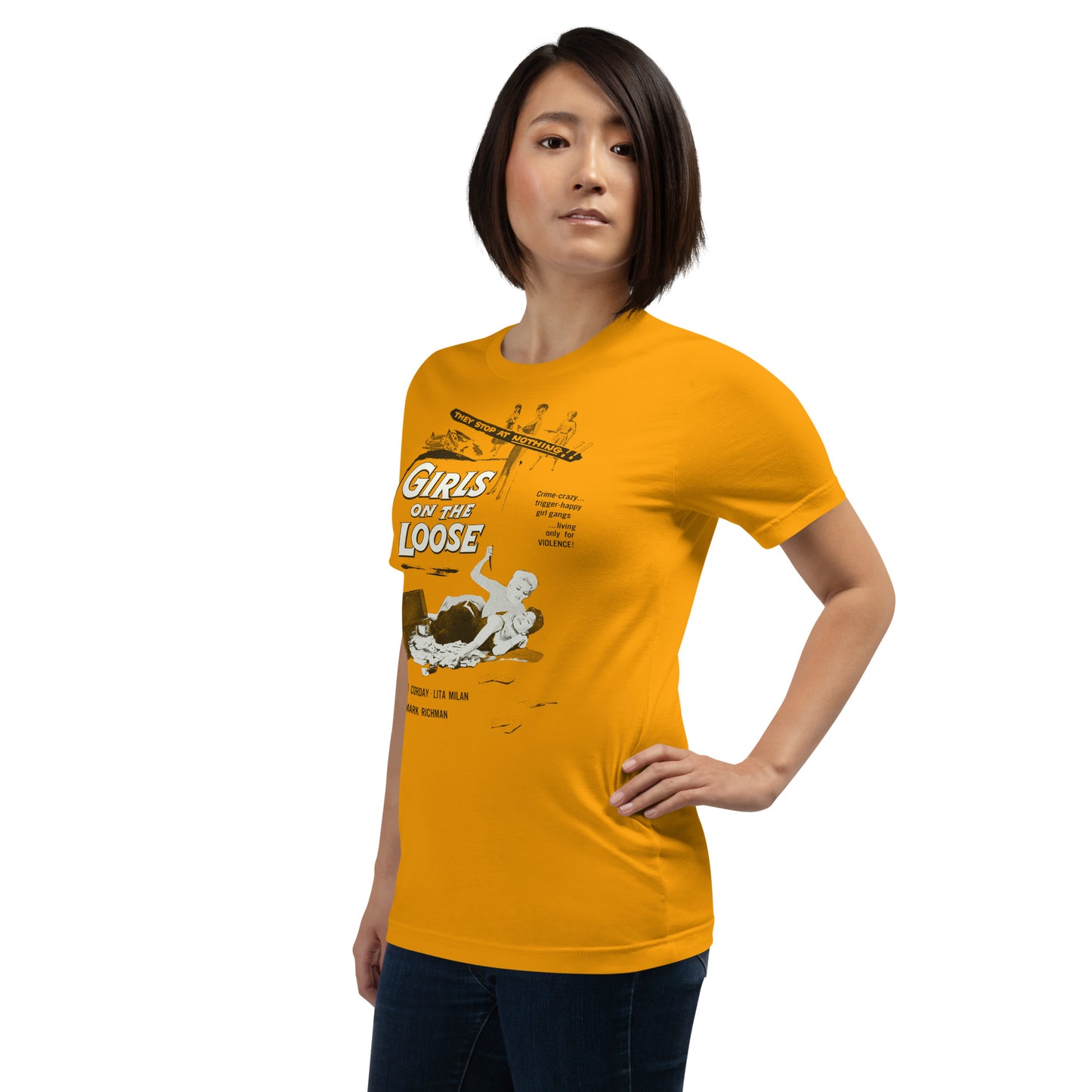 Girls on the Loose Vintage 50s Negative Space Movie Poster Softstyle Unisex Tee
