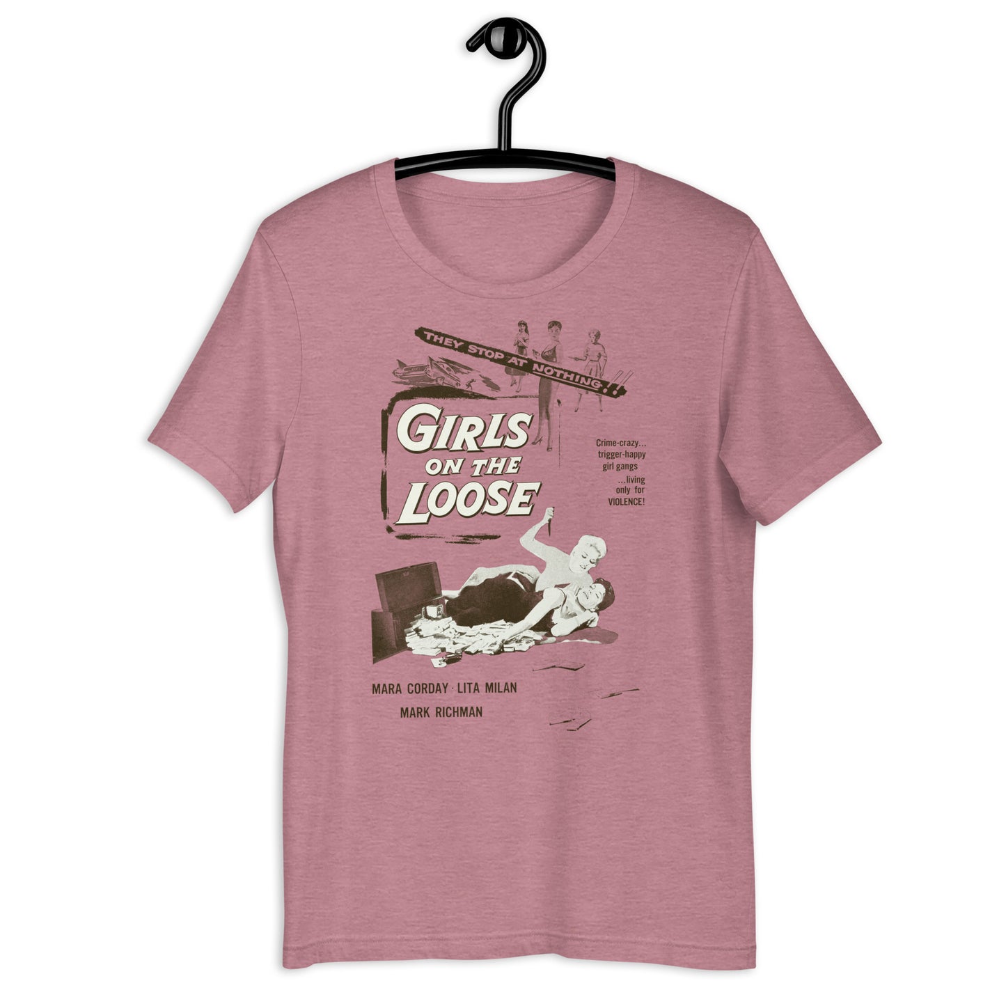Girls on the Loose Vintage 50s Negative Space Movie Poster Softstyle Unisex Tee