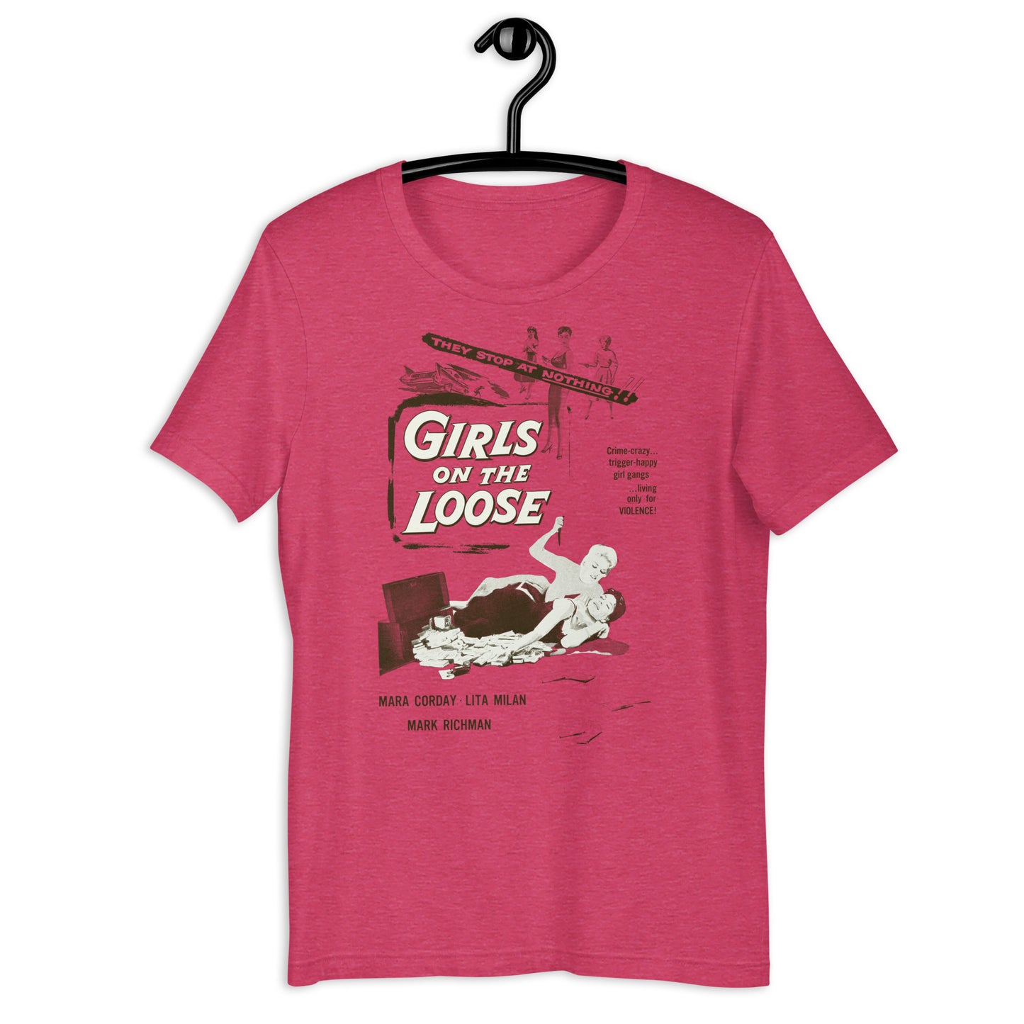 Girls on the Loose Vintage 50s Negative Space Movie Poster Softstyle Unisex Tee