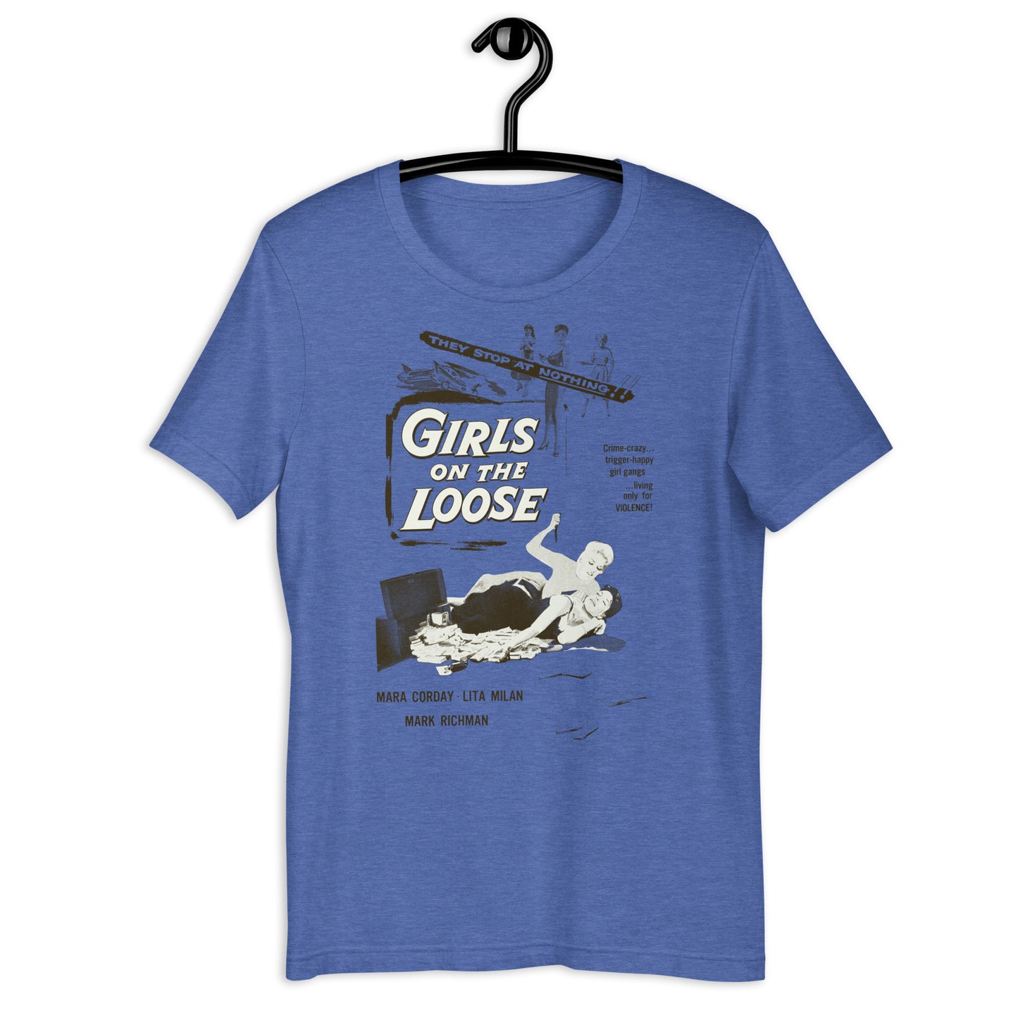 Girls on the Loose Vintage 50s Negative Space Movie Poster Softstyle Unisex Tee