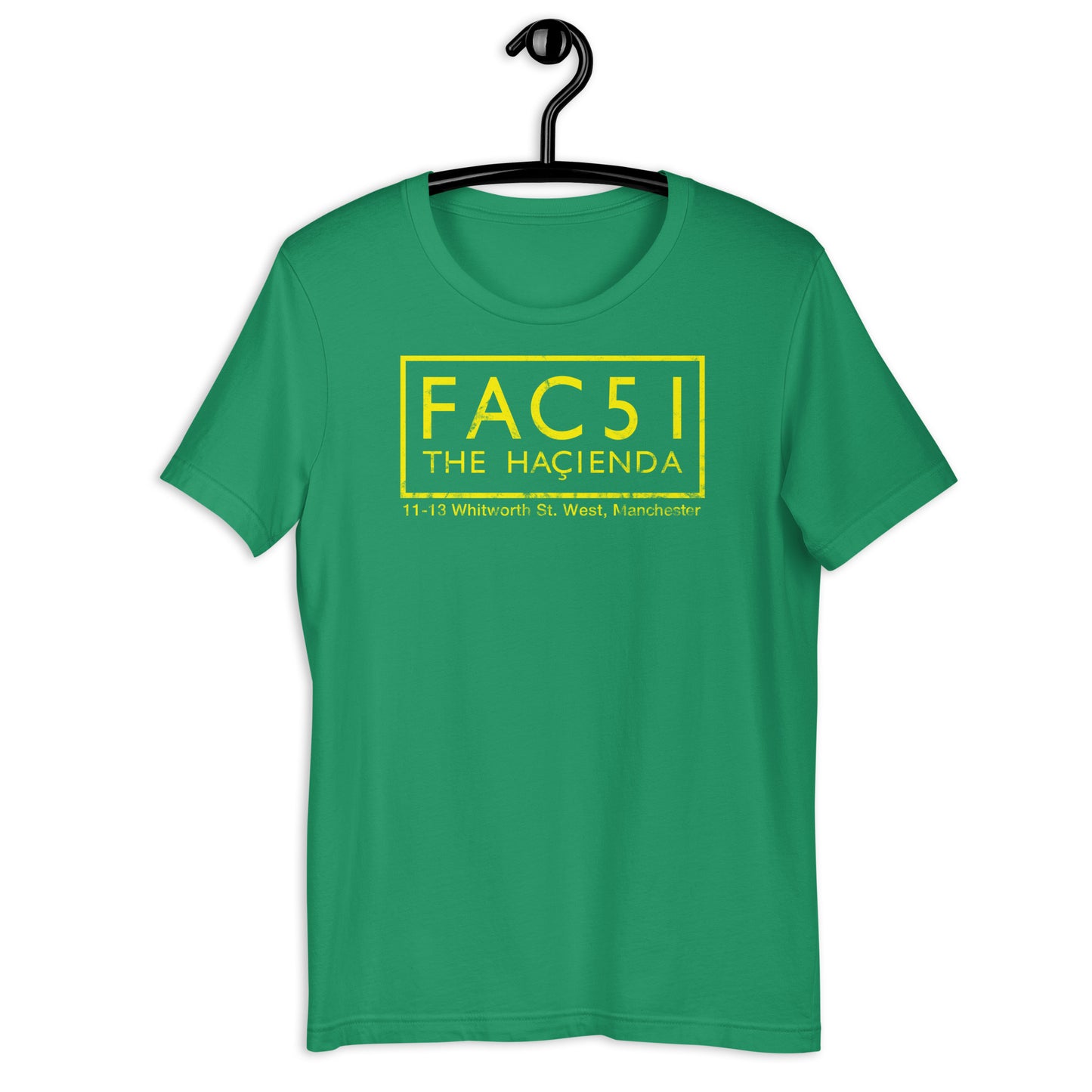FAC 51 The Haçienda Distressed (Yellow) Manchester Club Logo Softstyle Tee