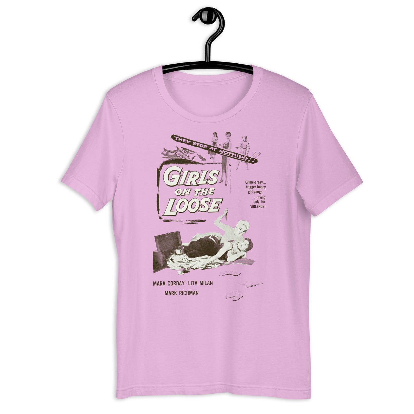 Girls on the Loose Vintage 50s Negative Space Movie Poster Softstyle Unisex Tee
