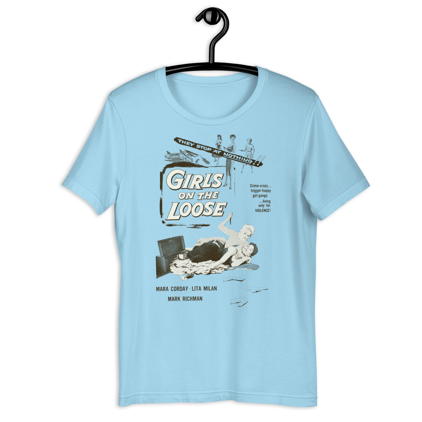 Girls on the Loose Vintage 50s Negative Space Movie Poster Softstyle Unisex Tee
