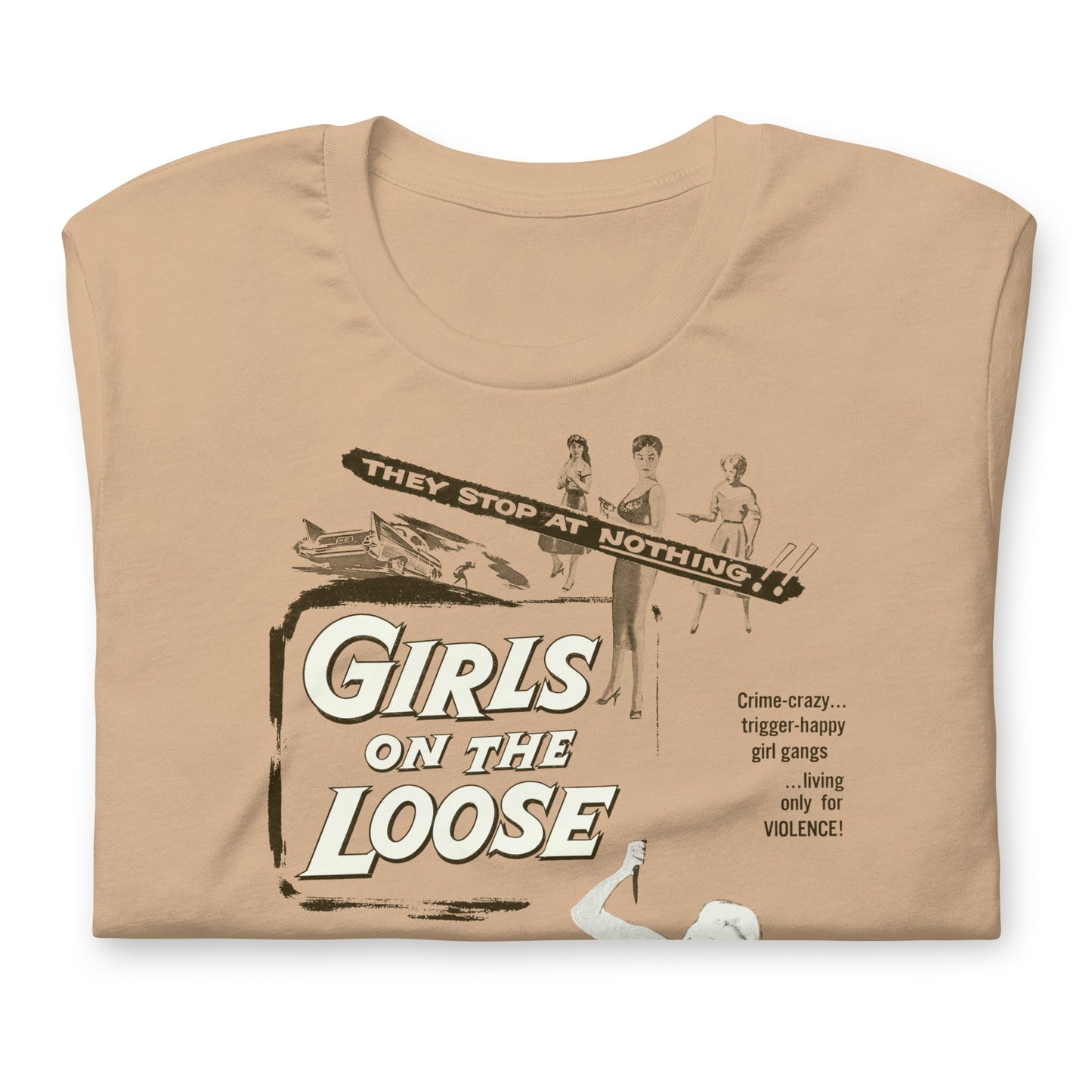 Girls on the Loose Vintage 50s Negative Space Movie Poster Softstyle Unisex Tee