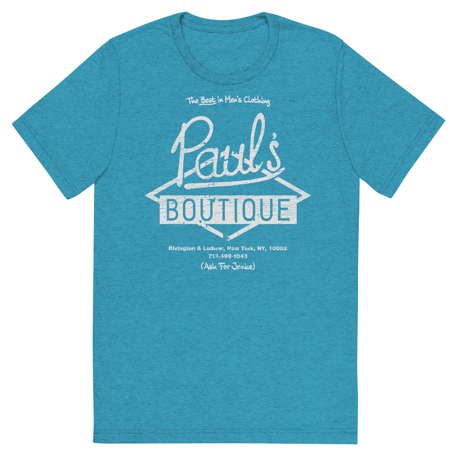 Paul’s Boutique “The Best in Men’s Clothing” Diamond Logo (Distressed White) Tri-Blend Unisex Tee