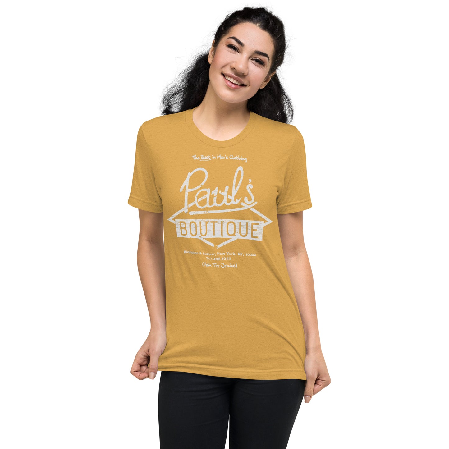 Paul’s Boutique “The Best in Men’s Clothing” Diamond Logo (Distressed White) Tri-Blend Unisex Tee