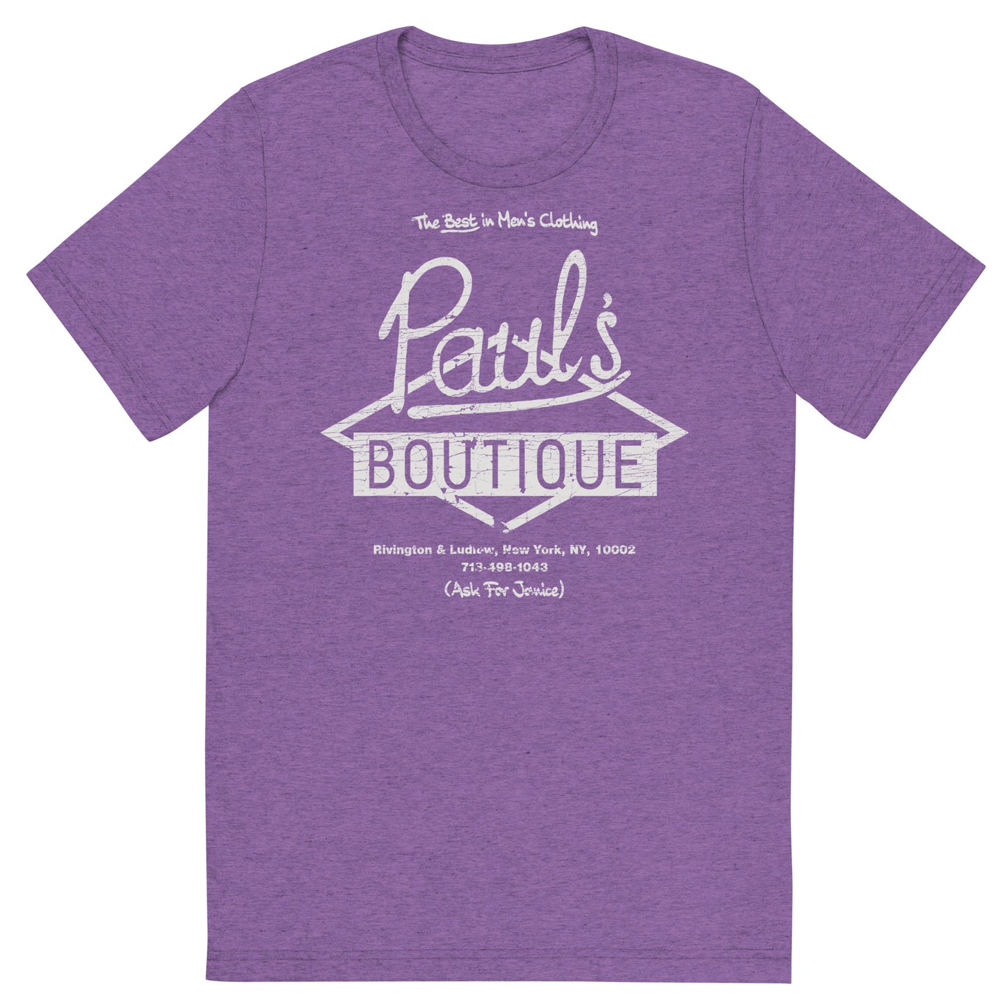 Paul’s Boutique “The Best in Men’s Clothing” Diamond Logo (Distressed White) Tri-Blend Unisex Tee